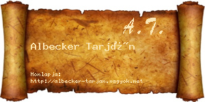 Albecker Tarján névjegykártya